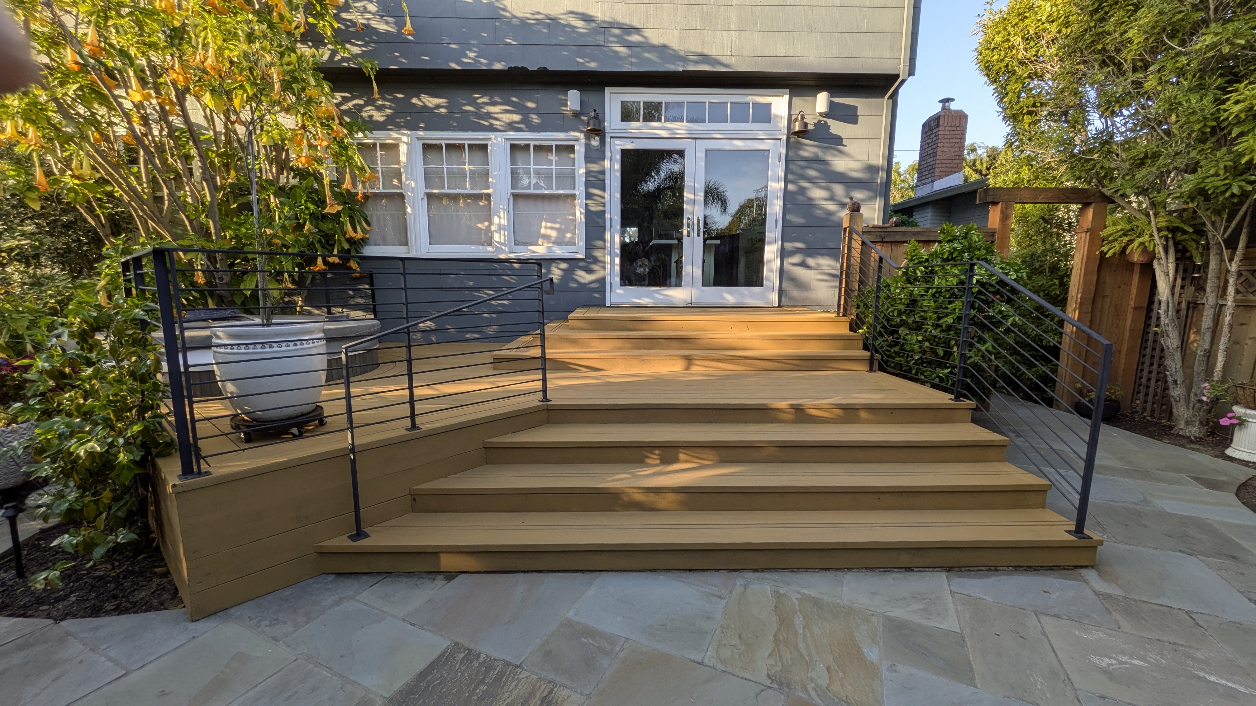 Exterior painting detail on a Bay Area staircase